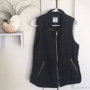 Old Navy black vest with gold buttons